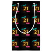 Neon signiert zum 21. Geburtstag Kleine Geschenktüte (Vorderseite)