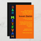 NEON SIGNS Bar Bat Mitzvah Einladung (Vorne/Hinten)