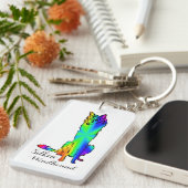 Neon Silken Windhound Schlüsselanhänger (Vorderseite rechts)