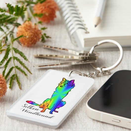 Neon Silken Windhound Schlüsselanhänger (Vorderseite rechts)