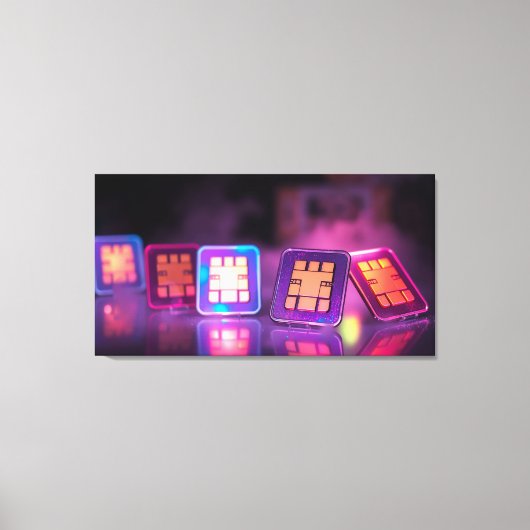 Neon-SIM-Raster Leinwanddruck (Vorderseite)