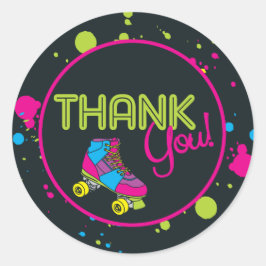 Neon Skate Party Vielen Dank Stickers