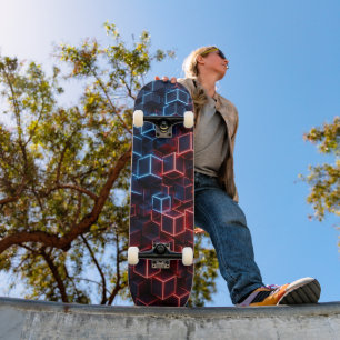 Neon Skateboard - Mitternachtsnavy Karmesinrot 3D 