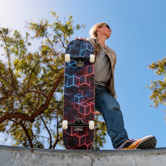 Neon Skateboard - Mitternachtsnavy Karmesinrot 3D (Außenbereich 1)