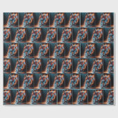 Neon Skateboarder mit fiery Light Trails Geschenkpapier (Flach)