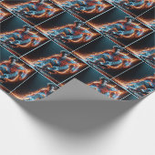 Neon Skateboarder mit fiery Light Trails Geschenkpapier (Ecke)