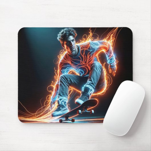 Neon Skateboarder Mousepad (Mit Mouse)