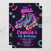 Neon Skaten Birthday Einladung Neon lädt Skate ein (Vorne/Hinten)