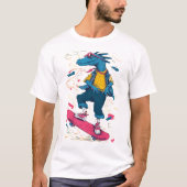 Neon Skater Dino – Street Art Illustration T-Shirt (Vorderseite)