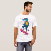Neon Skater Dino – Street Art Illustration T-Shirt (Vorne ganz)
