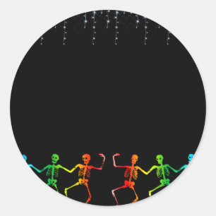 Neon Skeleton Dance Halloween Runder Aufkleber