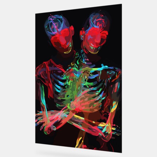 Neon Skeleton Embrace Kunstfusion Acrylschild (Winkel)