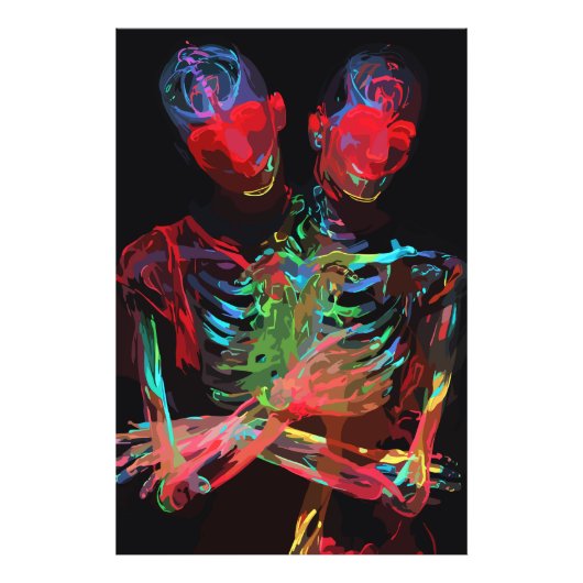 Neon Skeleton Embrace Kunstfusion Fotodruck (Vorne)