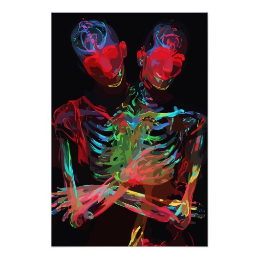 Neon Skeleton Embrace Kunstfusion Poster (Vorderseite)
