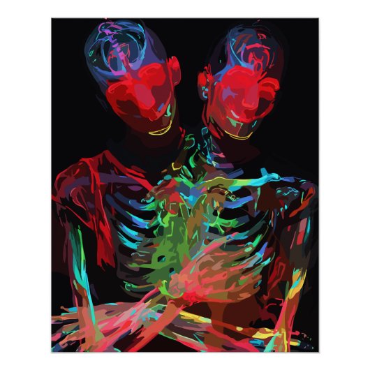 Neon Skeleton Embrace Kunstfusion Poster (Vorderseite)