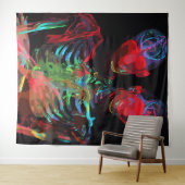 Neon Skeleton Embrace Kunstfusion Wandteppich (Beispiel (Horizontal))