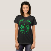 Neon Skeleton Green Spooky Hand Drawn T-Shirt (Vorne ganz)