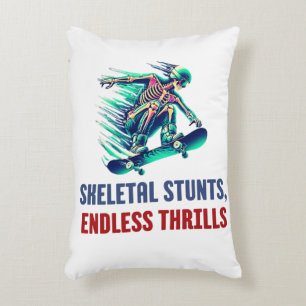 Neon Skeleton Skateboarder Thrills and Chills Dekokissen