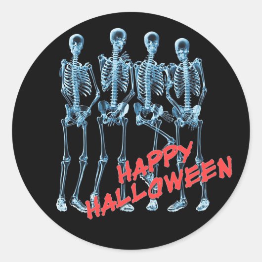 Neon Skeletons Happy Halloween Stickers (Vorderseite)