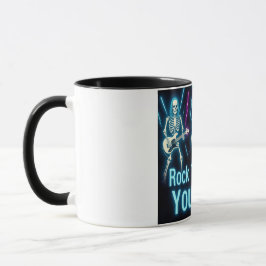Neon Skeletons Rock Hard Halloween Tasse