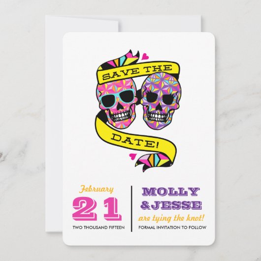 Neon Skeletons Save the Date (Vorderseite)
