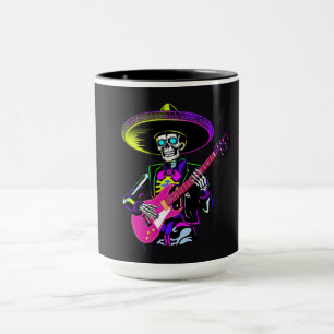 Neon-Skelett-Gitarrist Halloween Tasse