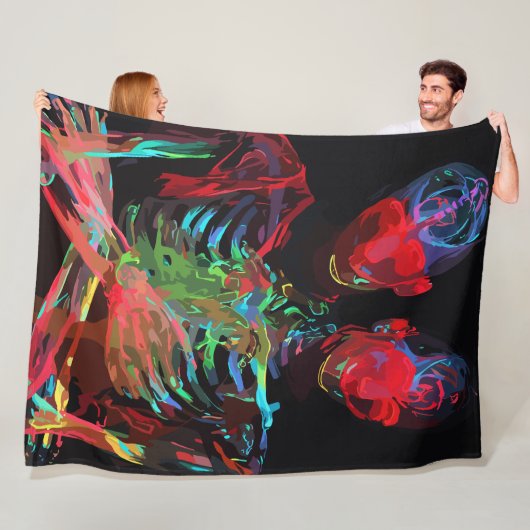 Neon-Skelett-Umarmung-Kunstfusion Fleecedecke (Beispiel)