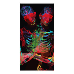 Neon-Skelett-Umarmung-Kunstfusion Poster