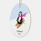 Neon Skiing Penguin Personalisierte Weihnachten Keramik Ornament (Links)