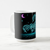 Neon Skorpion Synthwave – Elektrischer Stich Retro Kaffeetasse (Vorderseite Links)