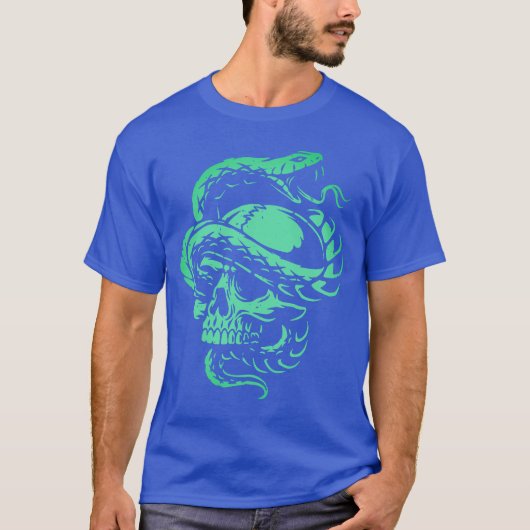 Neon Skull and Snake Gothic Art T-Shirt (Vorderseite)