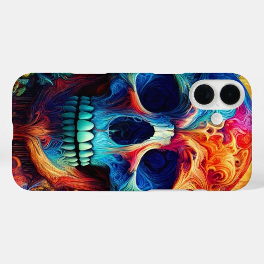Neon Skull Art Psychedelic Phone Case (Rückseite (Horizontal))