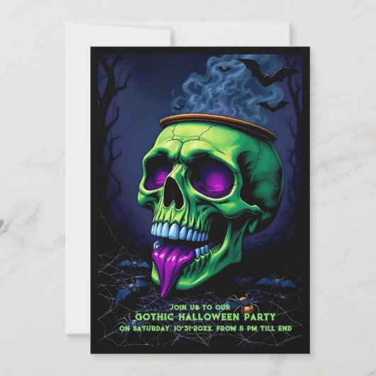 Neon Skull Cauldron Spuk Gothon Halloween-Party (Vorderseite)