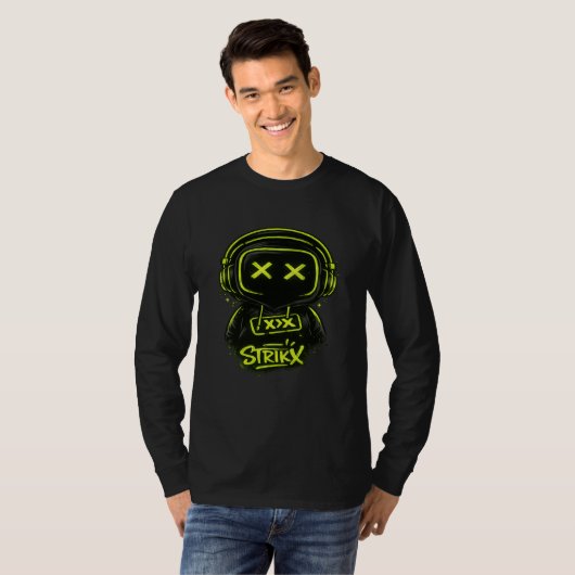 Neon Skull Gamer Graphic Long Sleeve T-Shirt  (Vorne ganz)