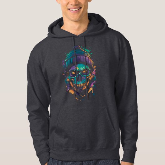 Neon Skull: Graffiti Glow Hoodie (Vorderseite)