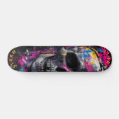 Neon Skull Graffiti Street Art - Limited Edition Skateboard (Horizontal)