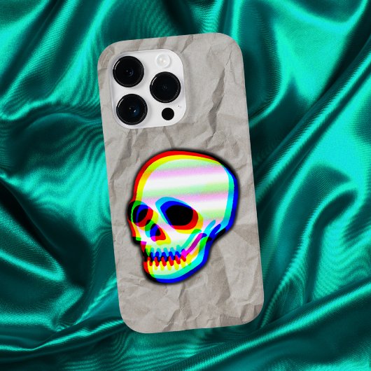 Neon Skull Illustration auf zerknittertem Papier Case-Mate iPhone Hülle