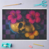 Neon Skull mit Hibiskus Blume Dekoupage Paper Seidenpapier (Basteln)