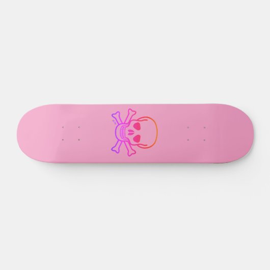 Neon Skull rosa Skateboard (Horizontal)