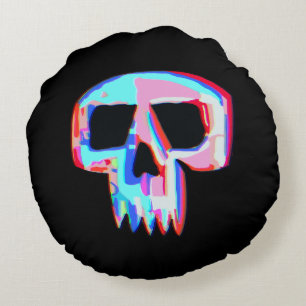 Neon Skull Rundes Kissen
