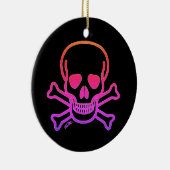 Neon Skull schwarz runde Keramik Ornament 2 Seite (Rechts)