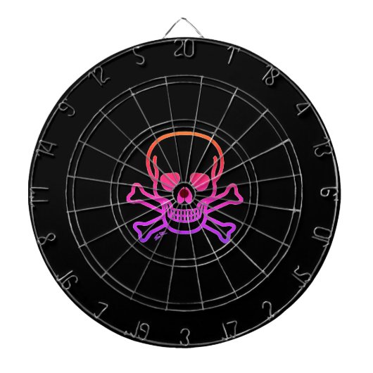 Neon Skull schwarze Dartboard Dartscheibe (vorne)