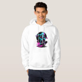 Neon Skull Skateboard Art - Edgy Skater Design Hoodie (Vorne ganz)