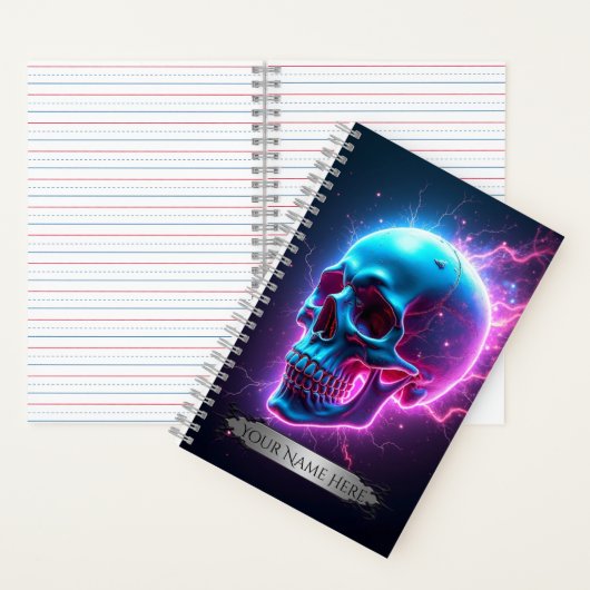 Neon Skull Spiral Notebook Notizblock (Innen)