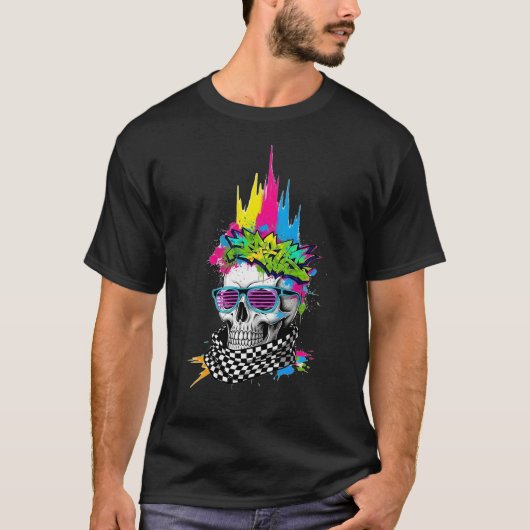 Neon Skull Streetwear Illustration T-Shirt (Vorderseite)