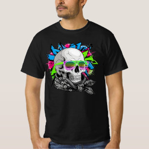 Neon Skull Streetwear Illustration T-Shirt