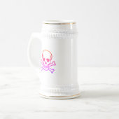 Neon Skull Weißstein Goldschneide Bierglas (Vorderseite Links)