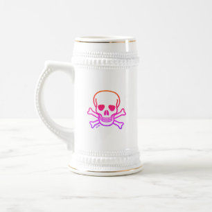 Neon Skull Weißstein Goldschneide Bierglas