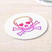 Neon Skull White Paper Drink Coaster Runder Pappuntersetzer (Angewinkelt)