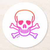Neon Skull White Paper Drink Coaster Runder Pappuntersetzer (Vorderseite)